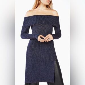 BCBG MaxAzria Glitter Side Slit Knit Dress